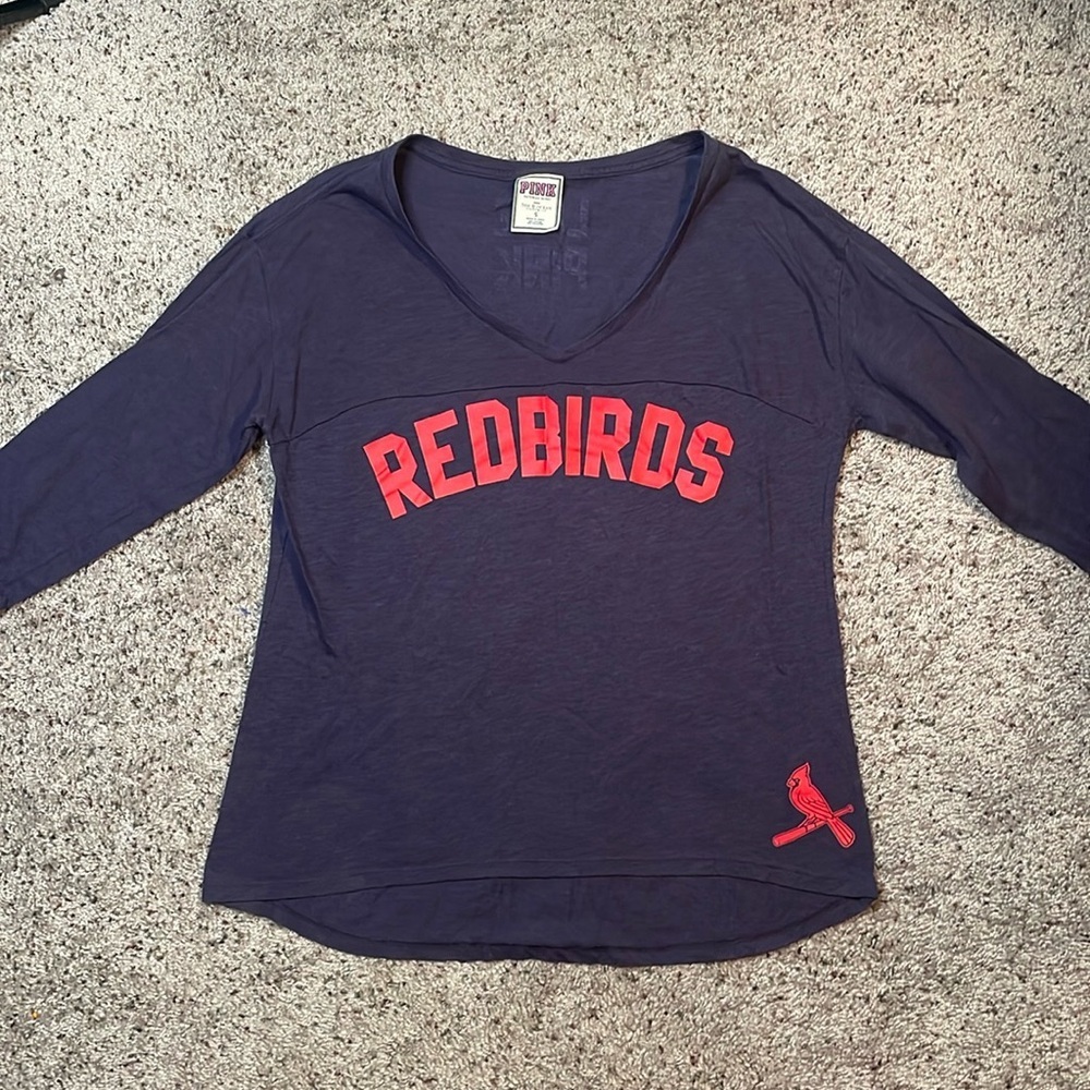 PINK Victoria’s Secret Red Birds Oversized Fit Shirt Size Small